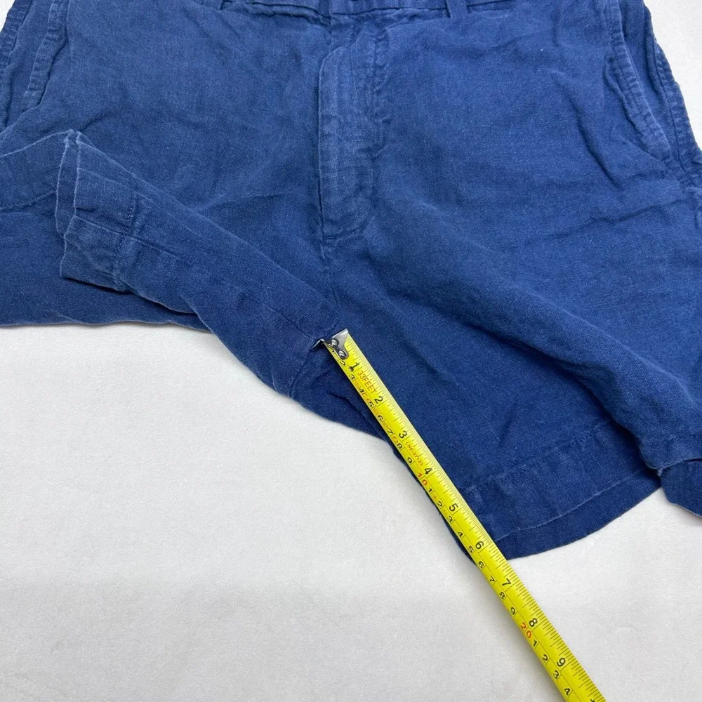 Banana Republic Mens 33 Blue 100% Linen Shorts Flat Front Casual Summer Indigo